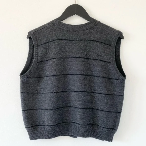 Vintage Ports 100% Wool Striped Vest - Picture 2 of 7